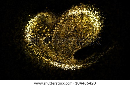 Heart of gold glittering stars dust trail