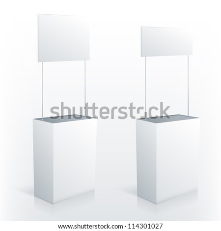 Promotion counter table with square topper Vector promo stand Promotion counter table with square topper Vector promo stand
