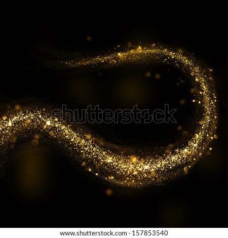 Glittering gold dust tail. Twinkling glitter.