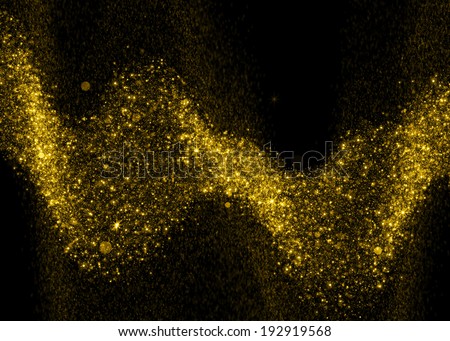 Gold glittering stars dust trail background. Twinkling glitter.