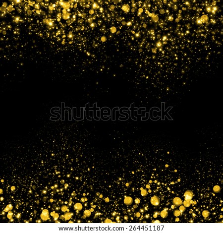 Gold sparkle glitter background. Glitter stars background. Sparkling flow background