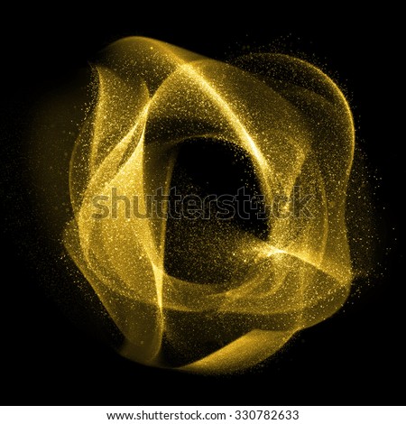 Abstract gold glittering wavy gas fractals of star dust