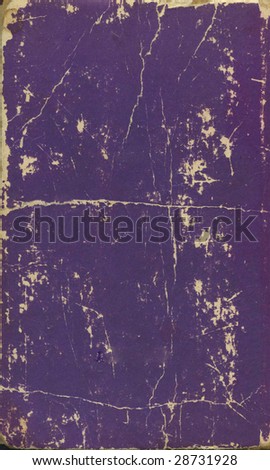 An aged, antique, very old, purple book cover.