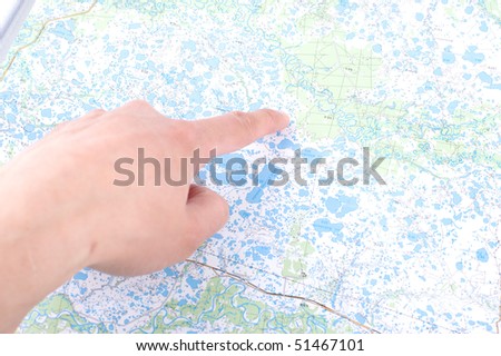 hand on the map