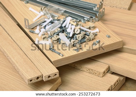 Close up of assembly furniture kit