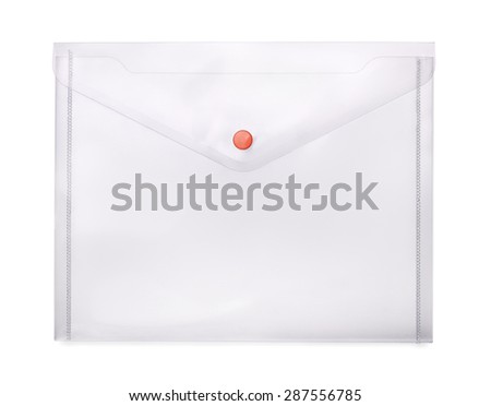 Transparent plastic envelope isolated on white