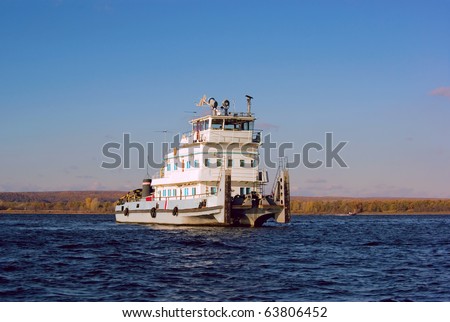 Old river tug boat (push-boats) on Volga
