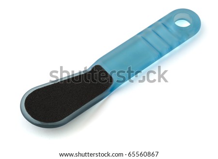 Blue plastic foot file isolated on white