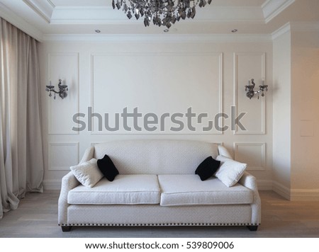 White luxury apartment bedroom with elegant bed
