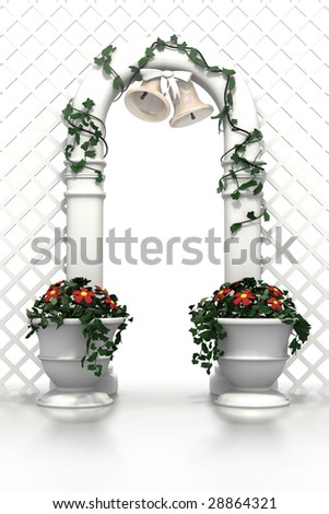 stock photo Wedding arch with bells and flowers