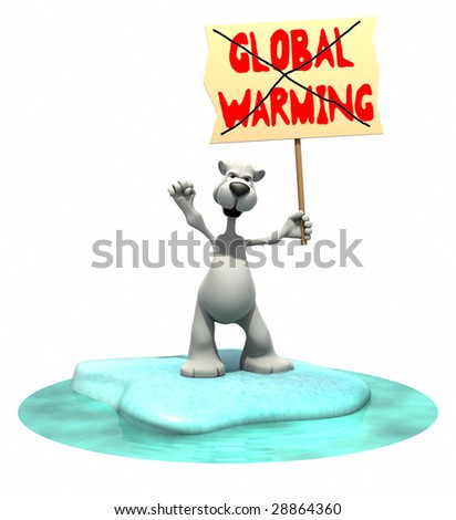 Cartoon Polar Bear Holding Global Warming sign