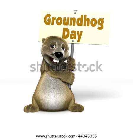 holding Groundhog Day Sign