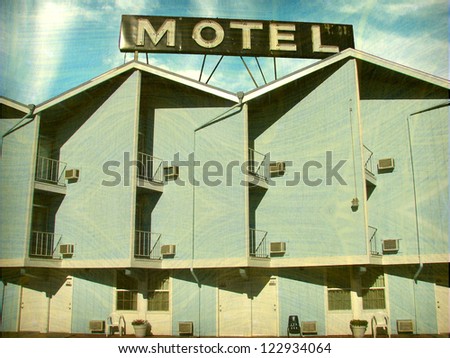 aged and worn vintage photo of old motel