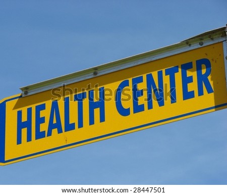 Yelow and Blue Health Center Sign