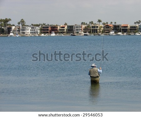 Fisherman with Houses in the Background