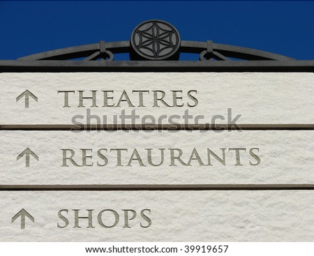 restaurant and shops sign