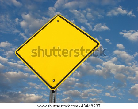 Blank, yellow, diamond shaped yield sign