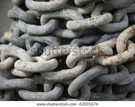 old grunge steel chain with metal links and rust