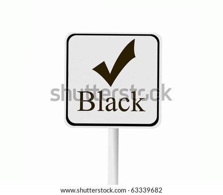black check mark sign with white background