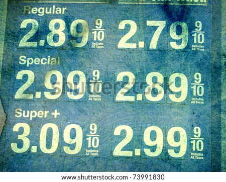 aged worn photo of gas station prices