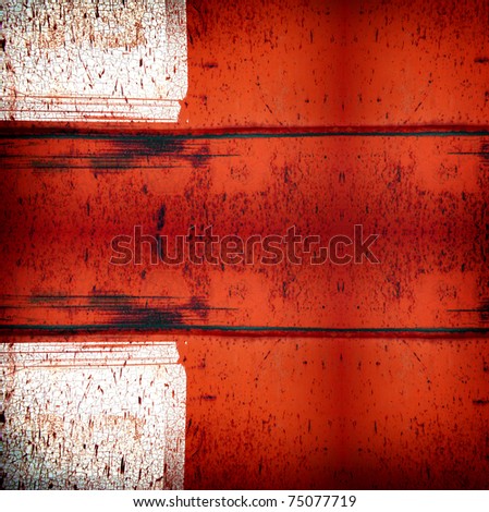 red grunge industrial metal background with cracked and peeling paint