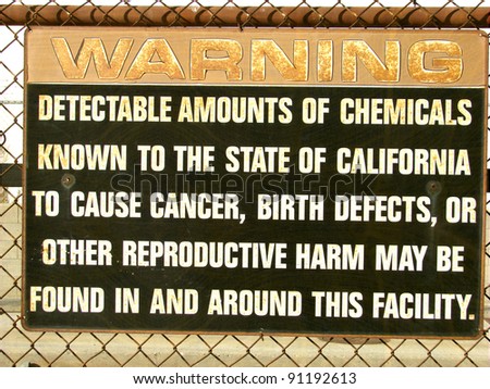 warning cancer causing chemicals sign