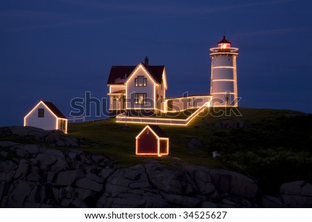 Christmas in July at the Nubble Lighthouse, York, Maine