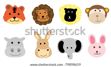 Cute Cartoon Animals Stock Vector Illustration 79898659 : Shutterstock