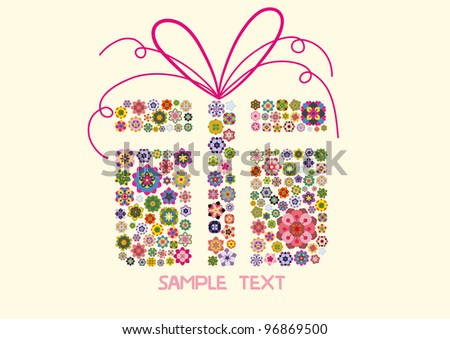 Vector picture of gift with small flowers