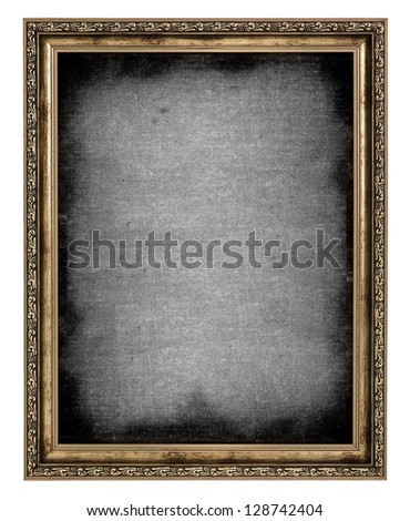 golden frame with empty canvas isolated on white background golden frame with empty canvas isolated on white background