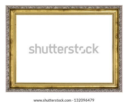 silver and gold frame isolated on white background