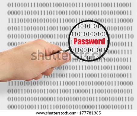 concept of password cracking, binary code in background is abstract