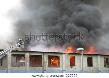 building on fire,