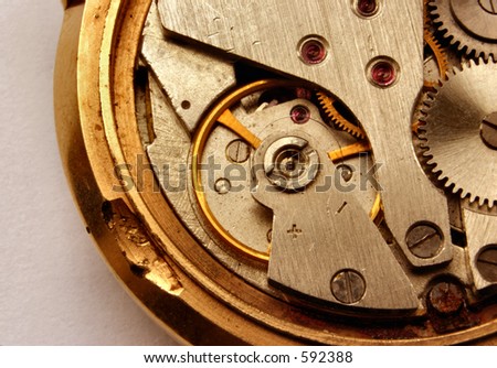 Macro of vintage watch mechanism #2