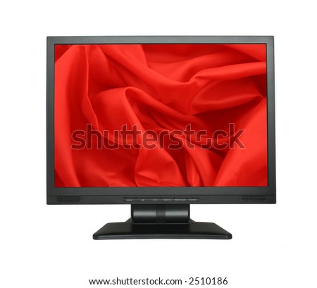 stock photo : Wide LCD screen with satin wallpaper