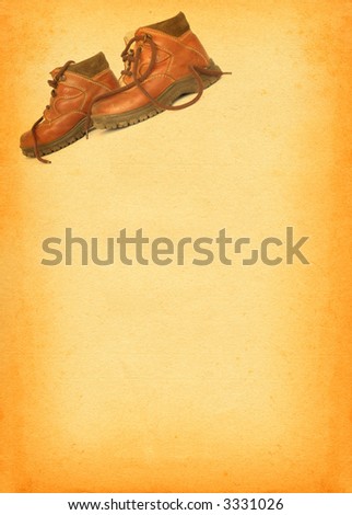 boots profile against retro stained paper background