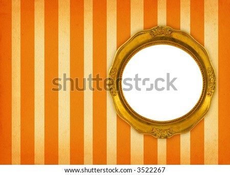 hollow gilded circular frame on retro background