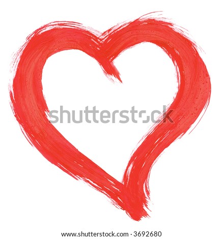 stock photo design element red handpainted heart against pure white 