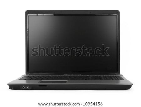 stock photo : 17 inch wide notebook against white background, natural shadow in front,