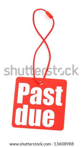 red tag with with past due inscription on white