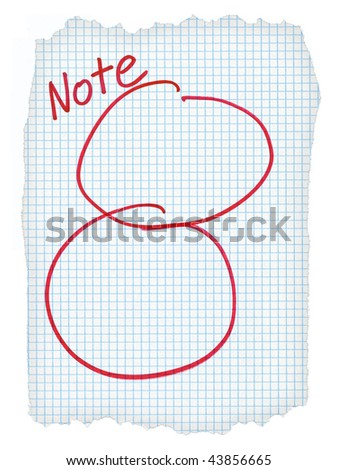 two circles scribbled on a squared piece of paper, edges are very frayed