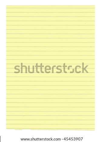 XXXL size yellow lined paper isolated on white background