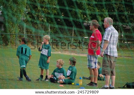 DUISBURG, GERMANY 22.09.2012 - Young football players meet on a football field for training and team games