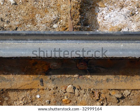 Repair work of the railway / rails closeup