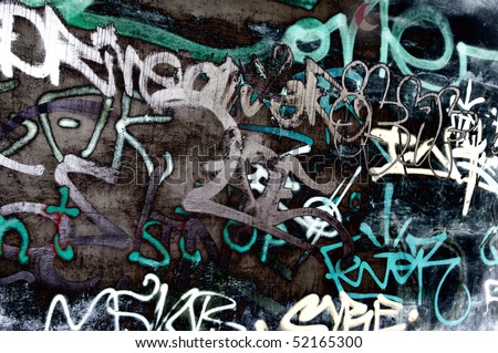 stock photo : Black and white graffiti on a wall