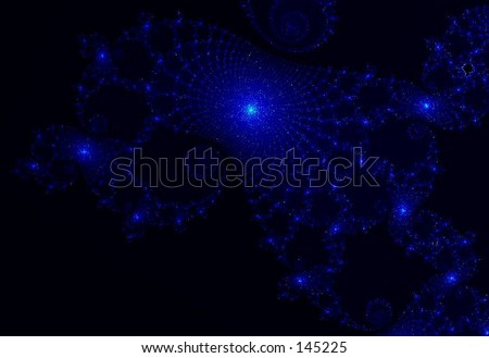 Spider Galaxy - Digital Media, Blue Spirals and web against blue black background