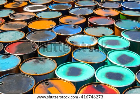 Colorful of oil barrels or chemical steel drums