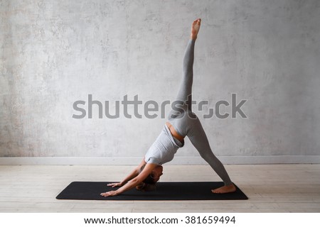 Woman practicing advanced yoga. A series of yoga poses
