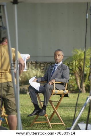 SANFORD, FL-MARCH 26: The Reverend Al Sharpton sits patiently while waiting to speak to the media during the Trayvon Martin on March 26, 2012 in Sanford Florida.