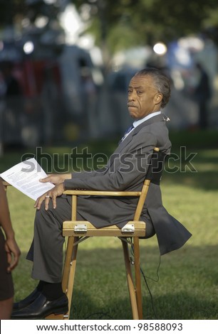 SANFORD, FL-MARCH 26: Reverend Al Sharpton sits patiently while waiting to speak to the media during the Trayvon Martin on March 26, 2012 in Sanford Florida.